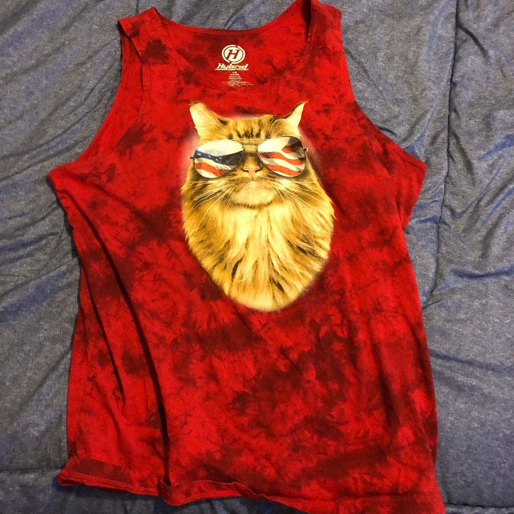 cat red tank top red white blue american